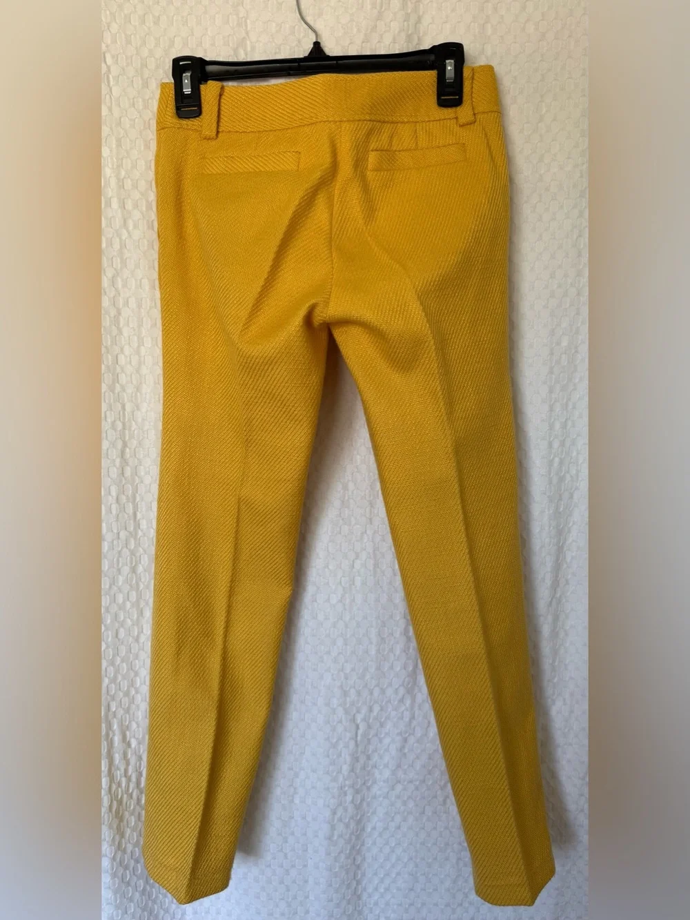 Tory Burch Mustard Yellow Textured Ankle Crop Pants Size 0 Career